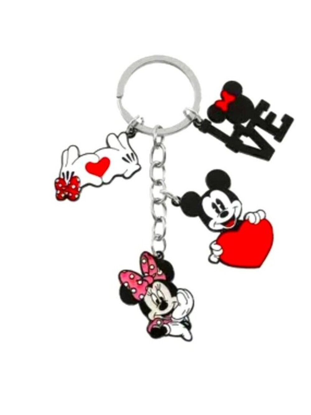 Bag Charm Mickey Mouse & Minnie Keychain Enamel Love Heart Disney Parks Vacation